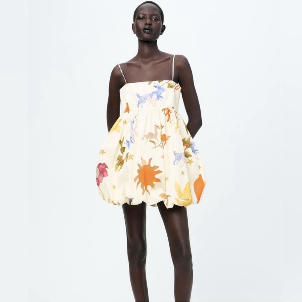 NWOT ZARA VOLUMINOUS PRINTED DRESS ZW COLLECTION